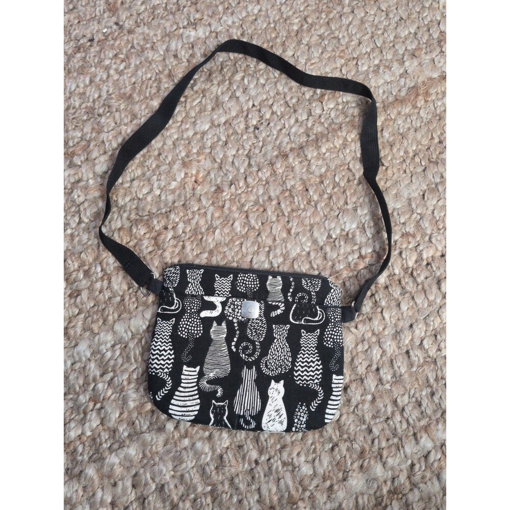 Handmade Crossbody Purse/Bag Cats Black And White Various Cats Zip / Pocket